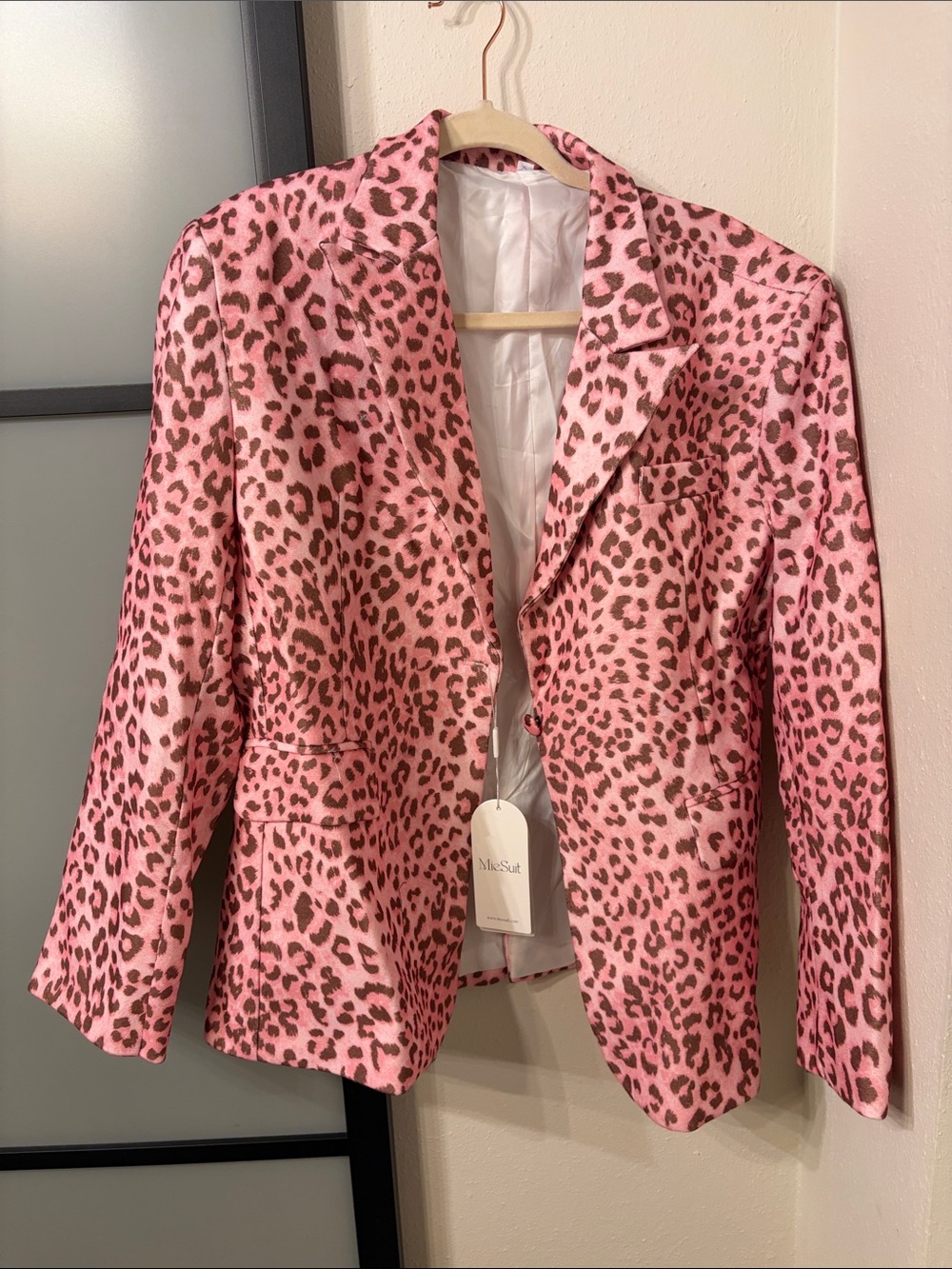Women's Pink Leopard Print Blazer Jacket